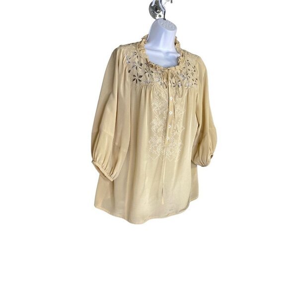 Nanette Lepore Womens Faustina‎ Blouse Long Sleeve Floral Lace Button Up Size 12 - Picture 3 of 9